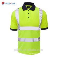 ANSI / ISEA 107 clase 2 personalizada 100% poliester de seguridad Polo reflectante de manga corta alta visibilidad Hola Vis trabajo seguridad camiseta